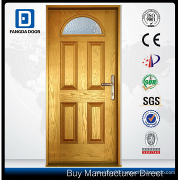 Decorative Tempered Glass Inserted Double Leaf Exterior Fiberglass Door